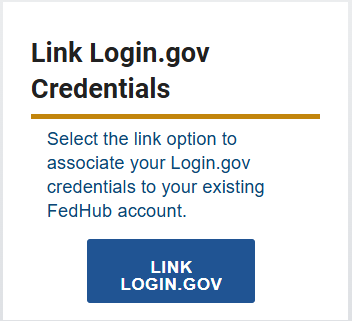 Link Login.gov Credentials section - Link Login.gov button